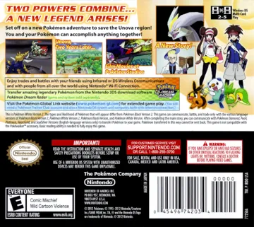 Pokemon - White Version 2 (USA, Europe) (NDSi Enhanced) box cover back